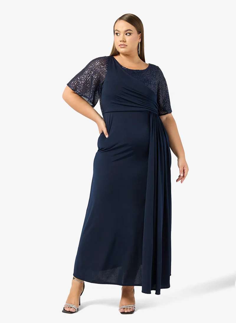 Khizana Plus Size Drapped A-line Embellished Dress